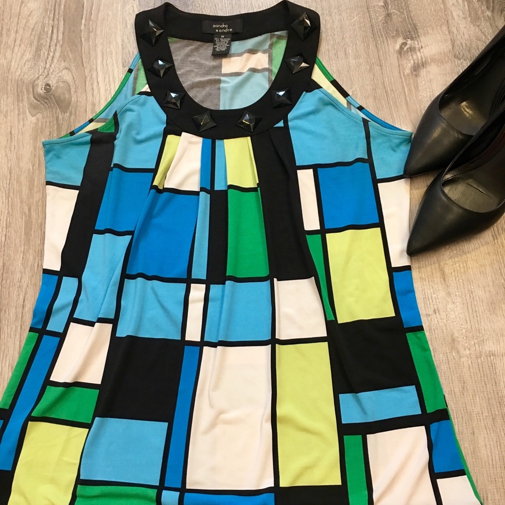 M Sandra & Andre dressy geometric sleeveless top
